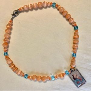 Vintage glass beaded mermaid necklace